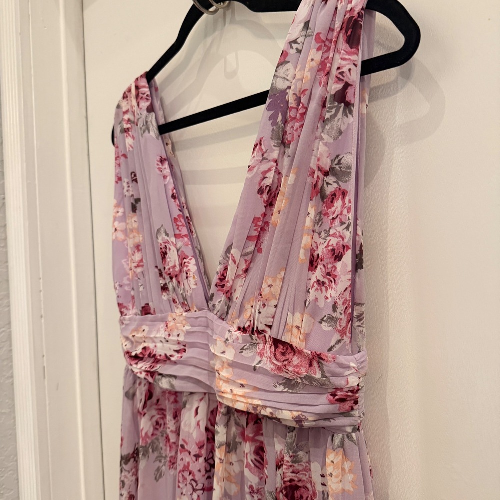 Lulus Heavenly Hues Lavender Floral Print Maxi Dress Small Romantic Cottagecore - Picture 5 of 8